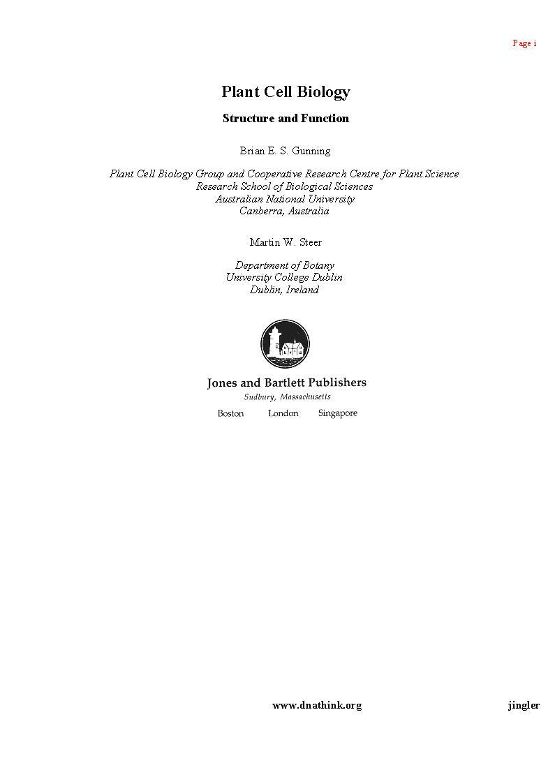 Plant Cell Biology Structure and Function