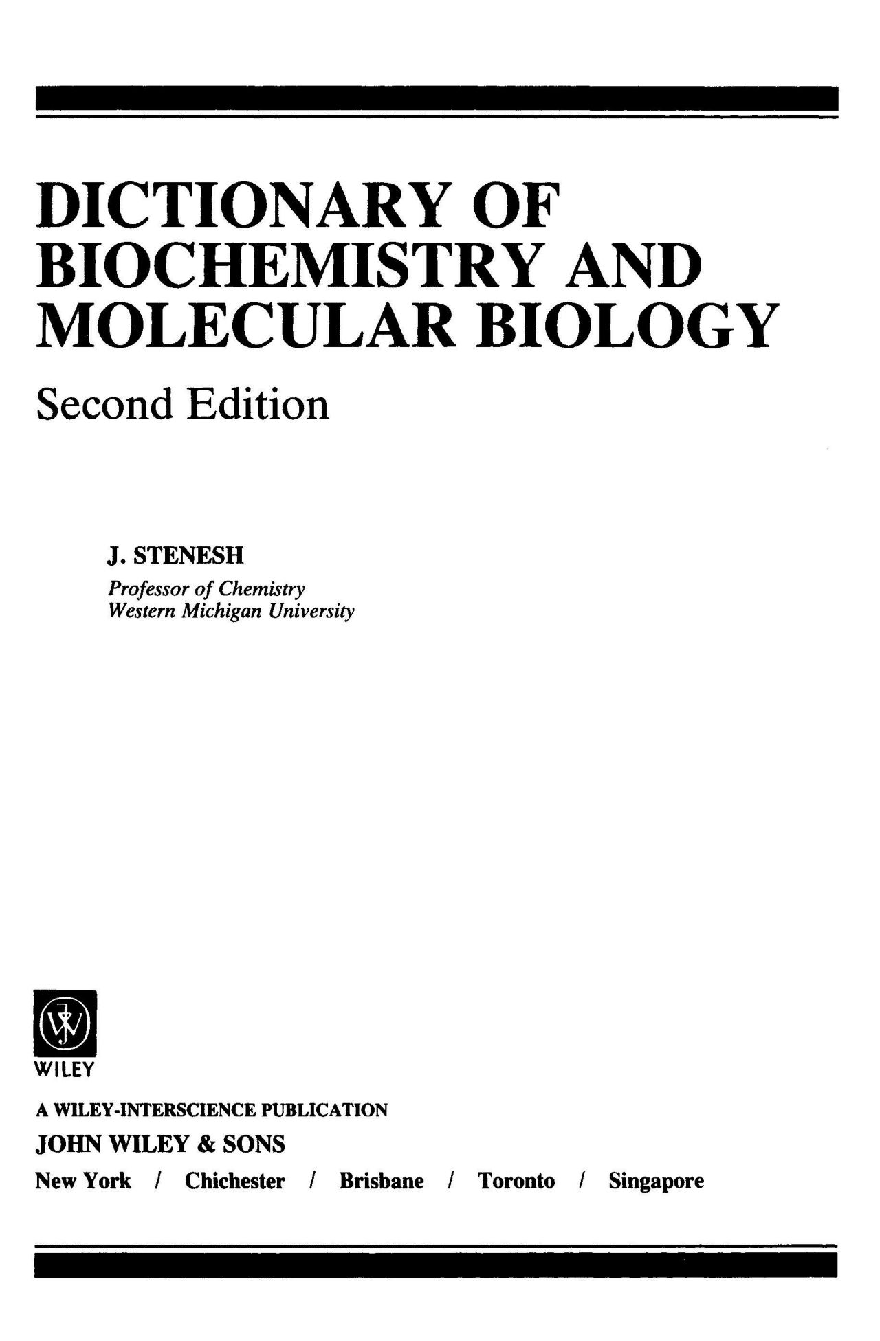 DICTIONARY OF BIOCHEMISTRY AND MOLECULAR BIOLOGY