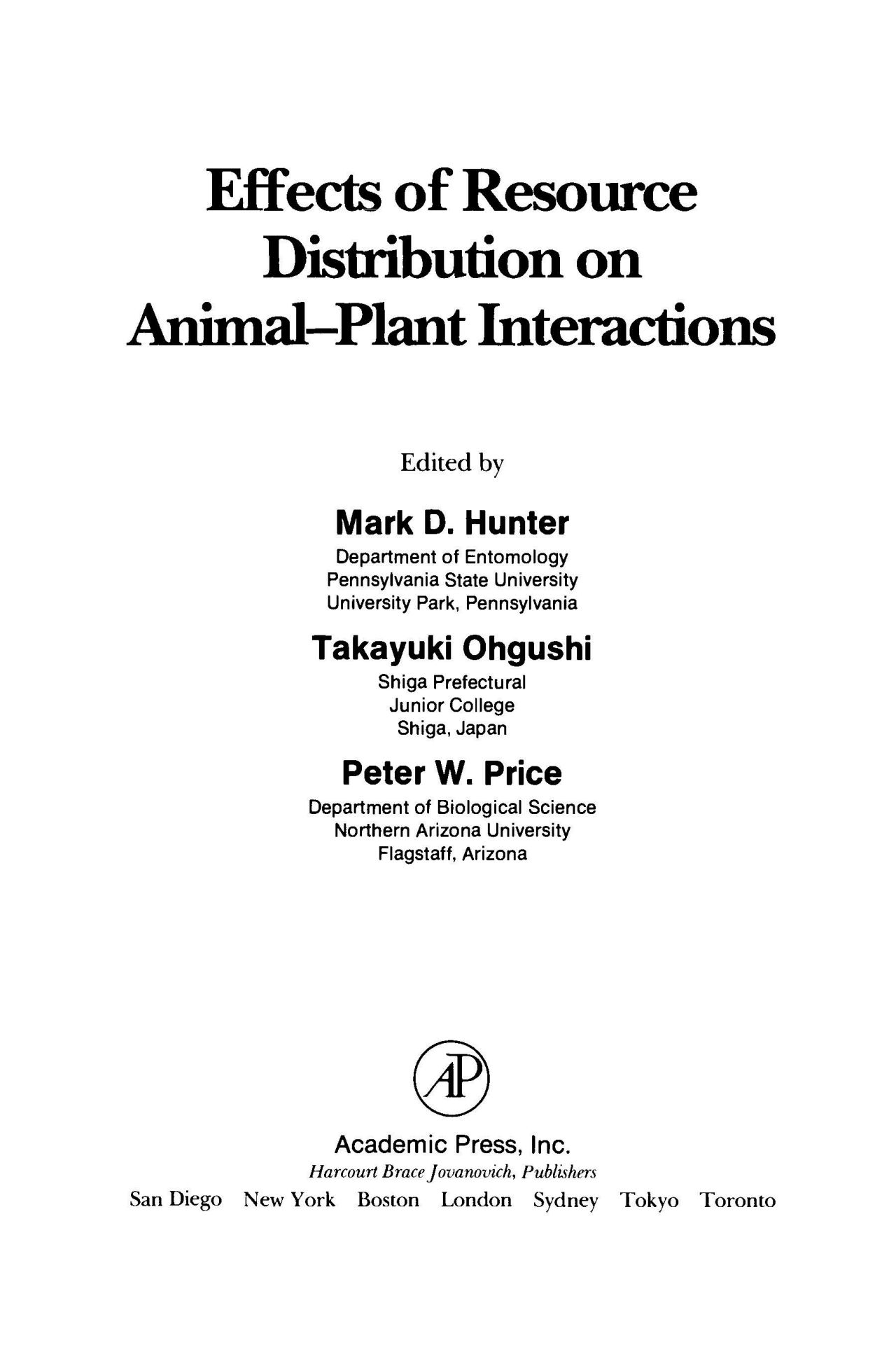 Effects of Resouce Distribution on Animal-Plant Interactions