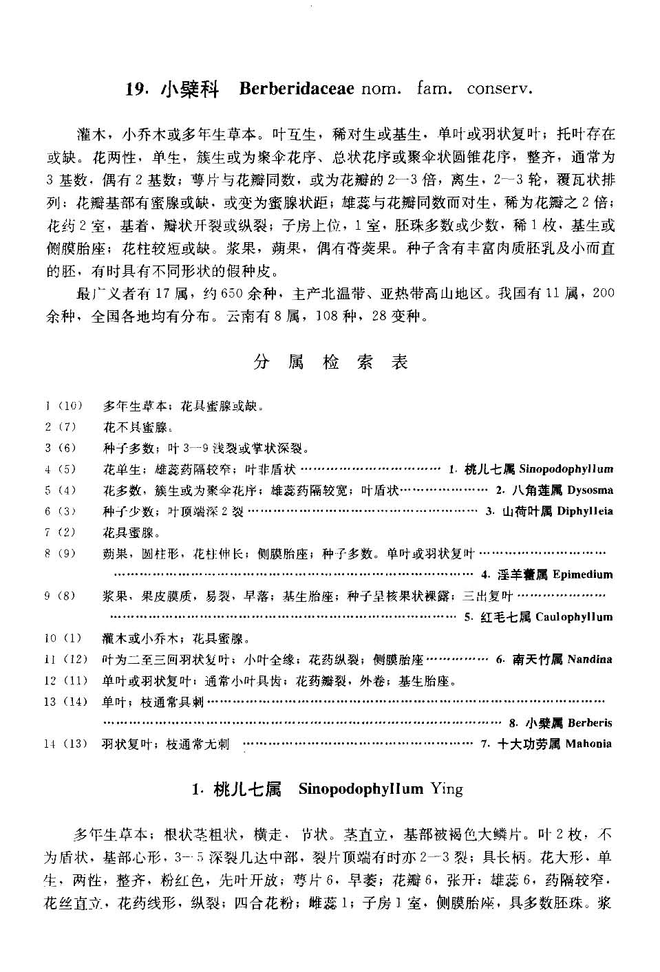 云南植物志 第七卷（种子植物）