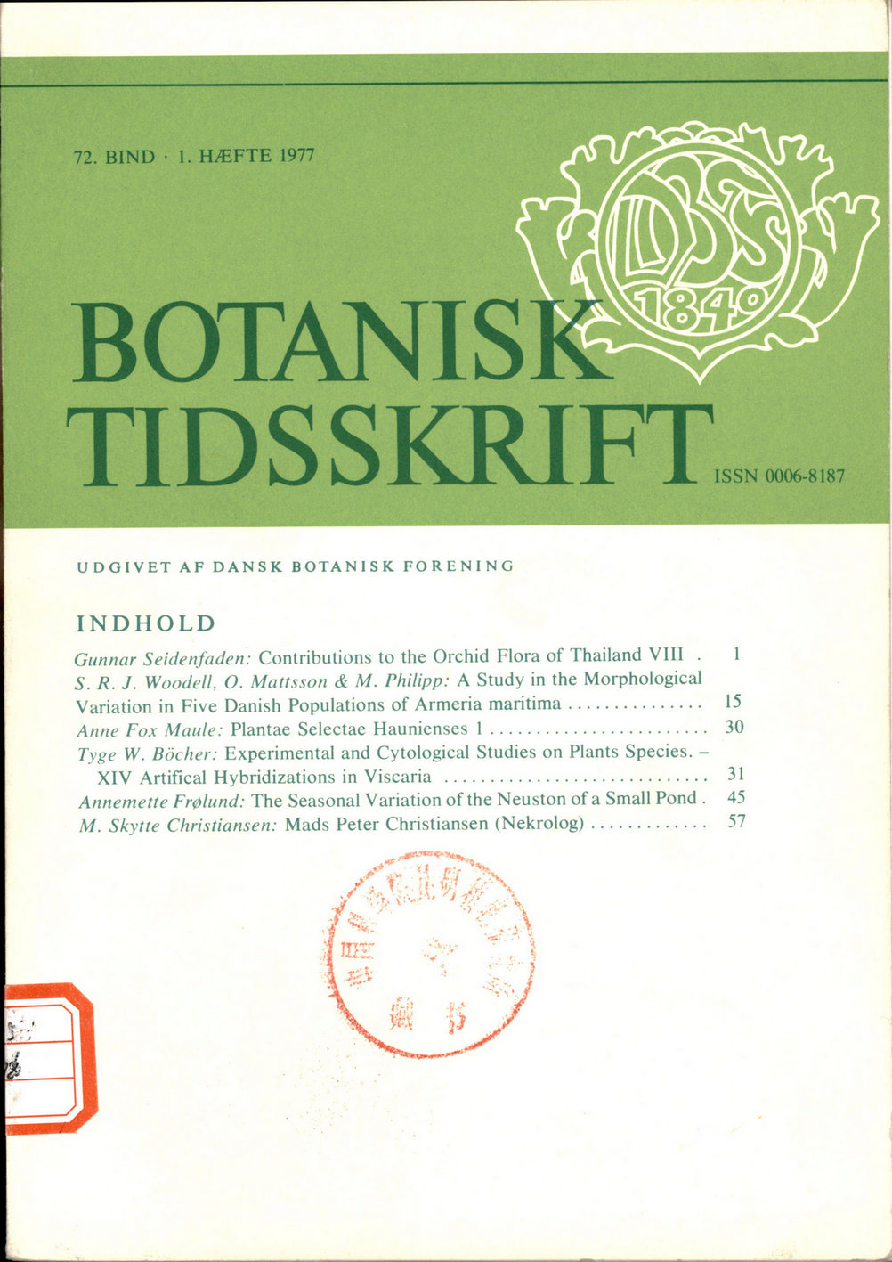BOTANISK TIDSSKRIFT 72.BIND·1.HEFTE 1997
