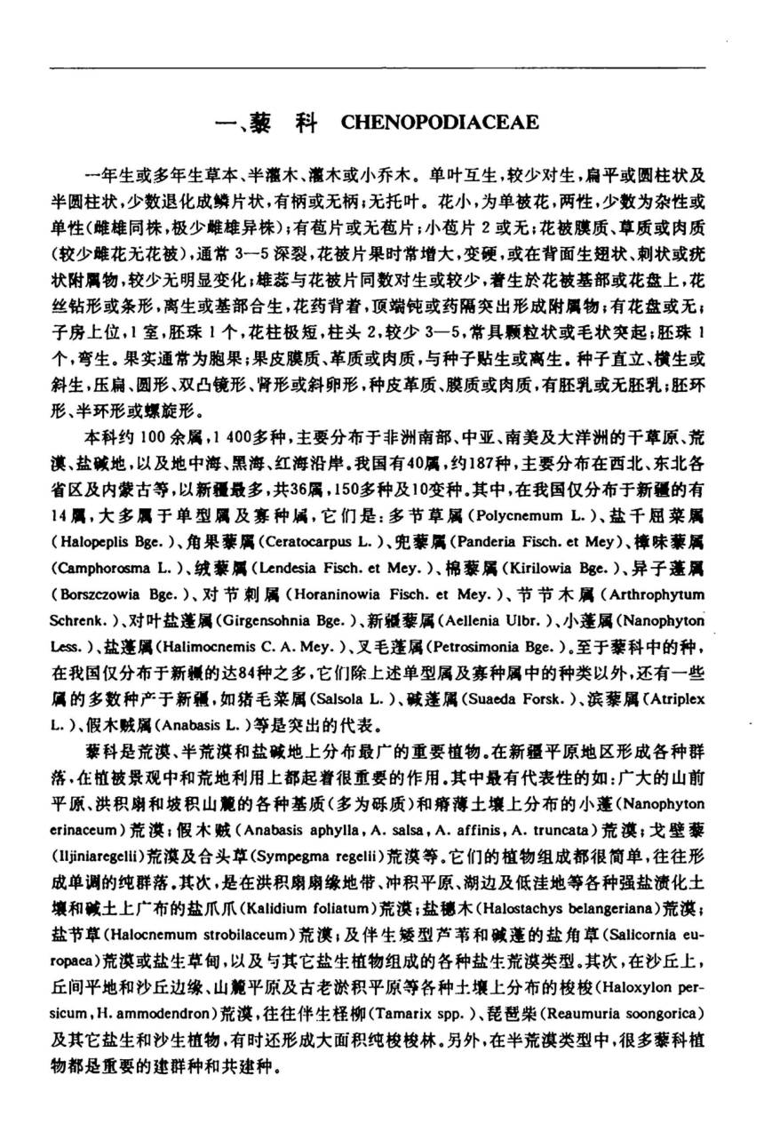 新疆植物志 FLORA XIN JIANGENSIS 第二卷 第一分册