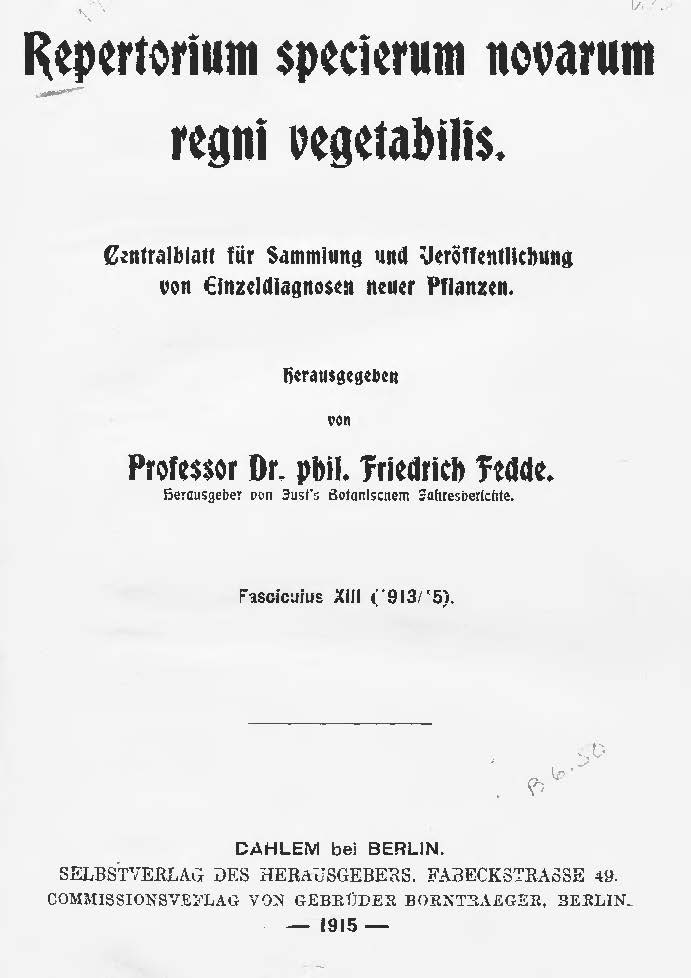 Repertorium specierum novarum regni vegetabilis Fasciculus XIII
