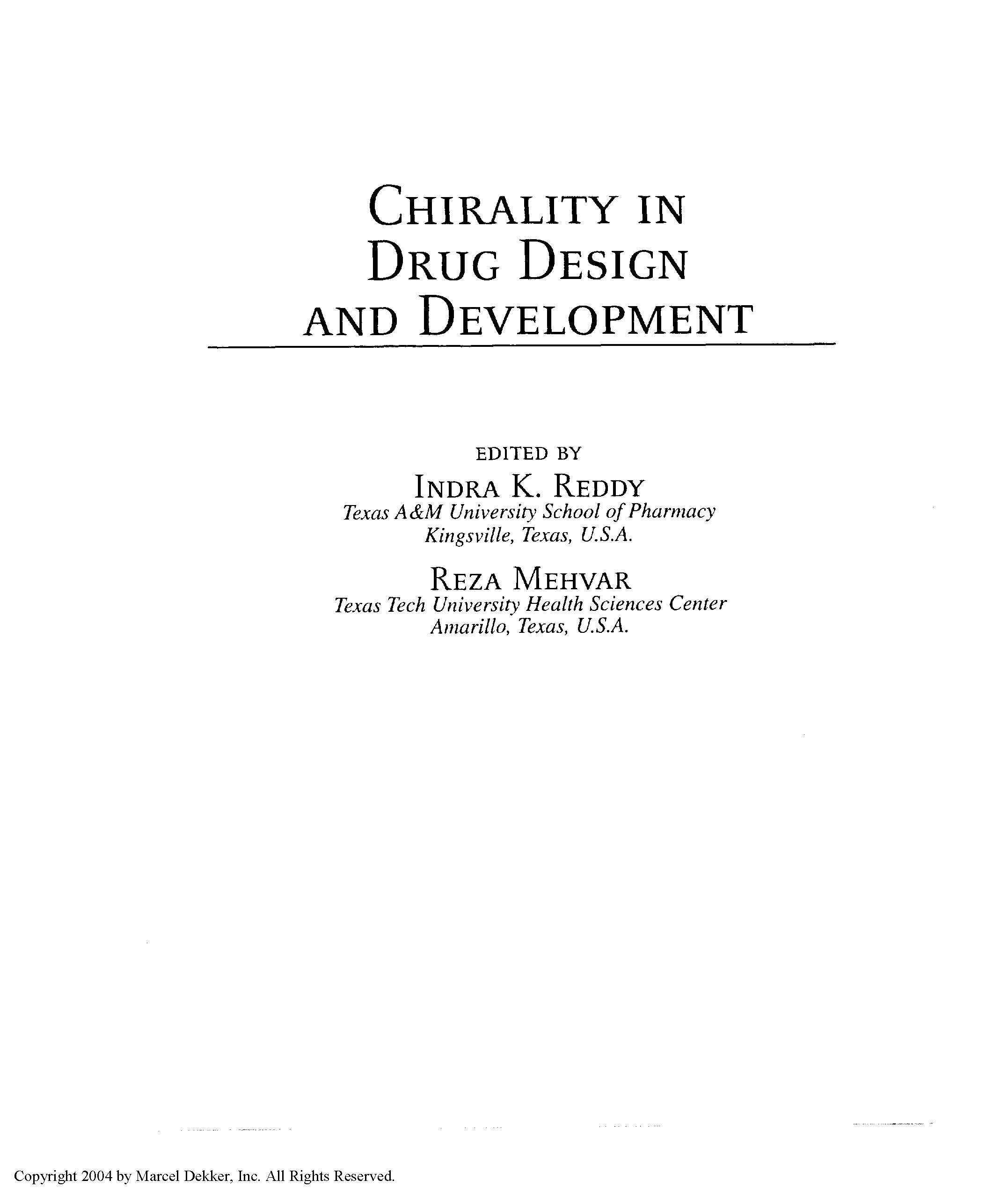 CHIRALITY IN DRUG DESIGN AND DEVELOPMRNT