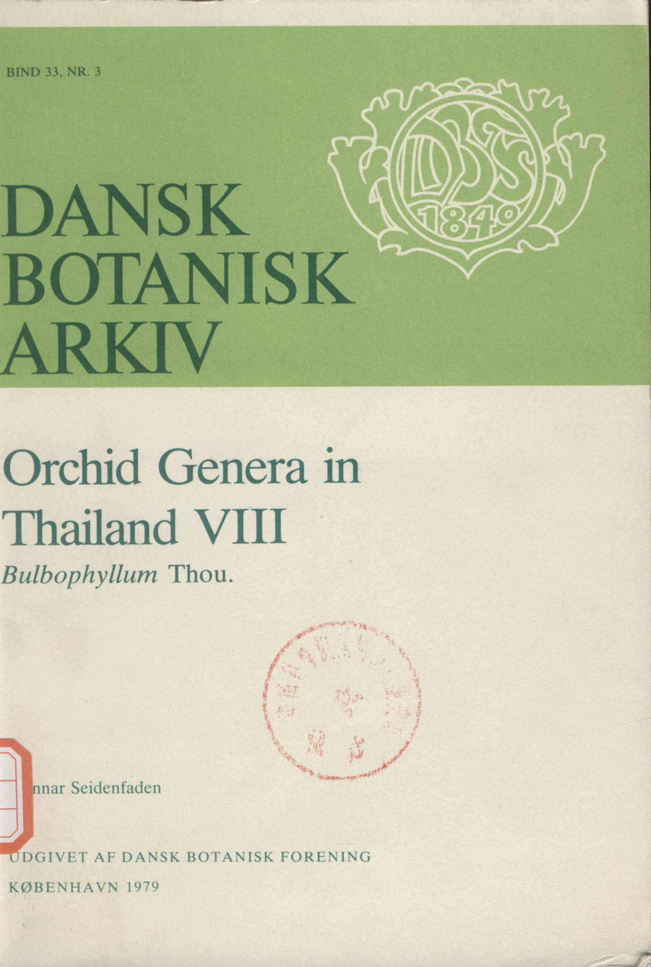 DANSK BOTANISK ARKIV Orchid Genera in Thailand Ⅷ