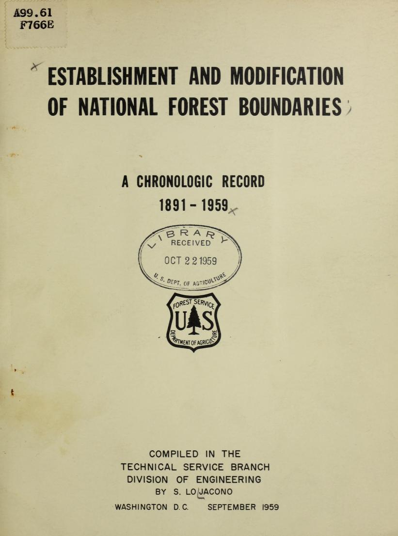 establishment and modification of national forest boundaries, a